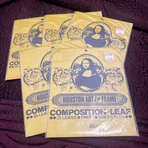 Lot Of 5 New* Houston Art And Frame Gold Composition Leaf‎ 5½x5½ 25 Fine Sheets